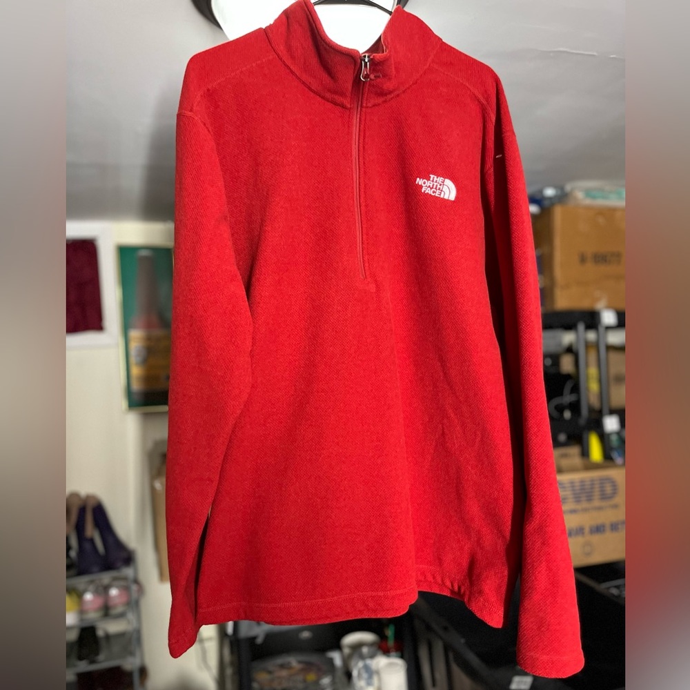 The North Face Northface 1/4 Zip Red Fleece Long Sleeve Mens Pullover Size XXL